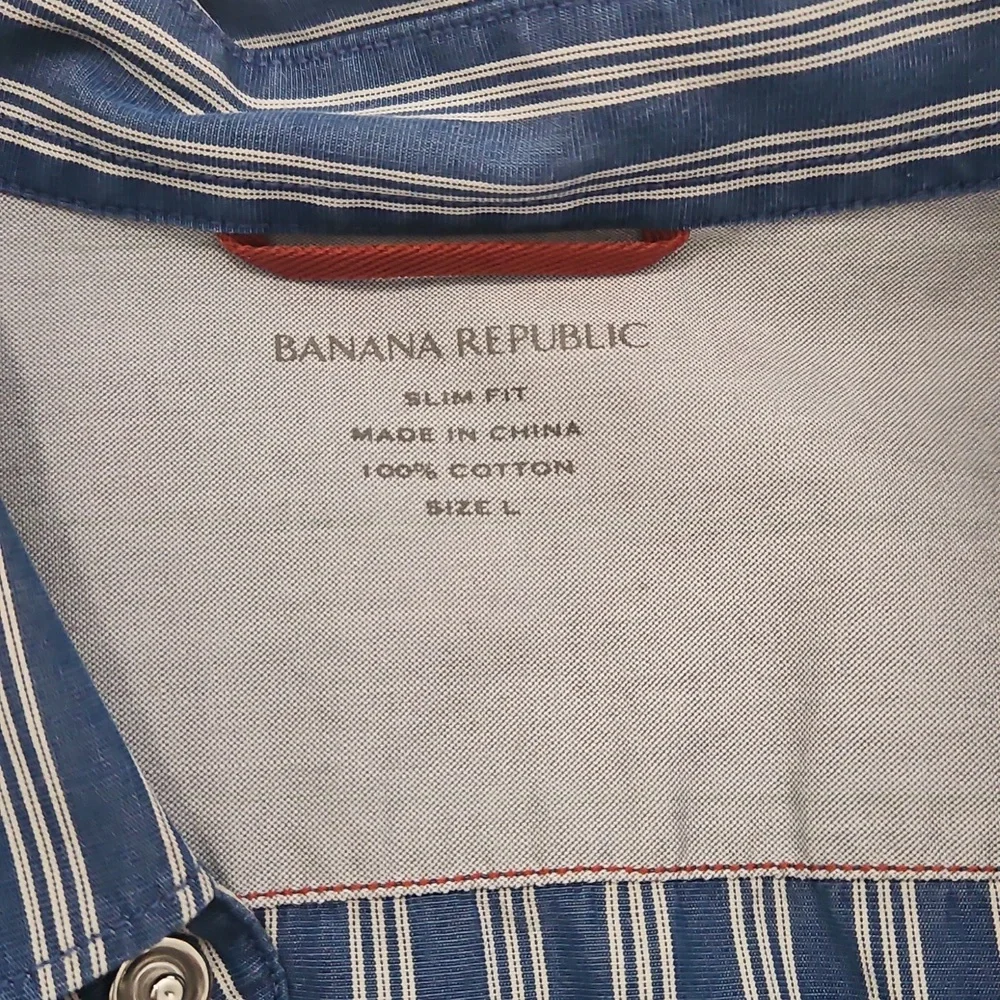Banana Republic Cotton Pearl Snap Dress Shirt Size Large